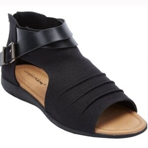 ComfortView The Payton Shootie Gladiator Sandals Textured Fabric Black Size 8.5
